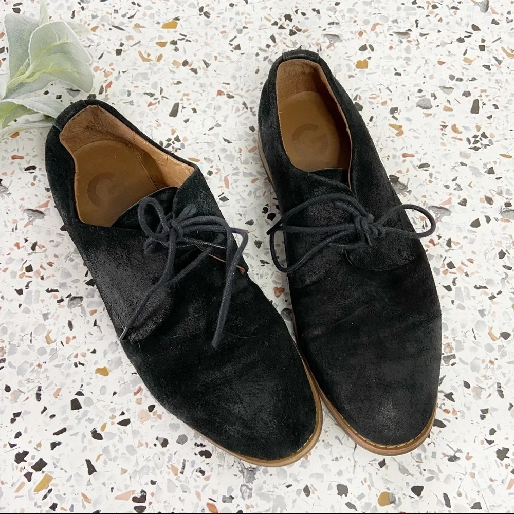 GUESS Joshua Black Oxford Shoes Suede Lace-Up Mens Derby Size 7.5US